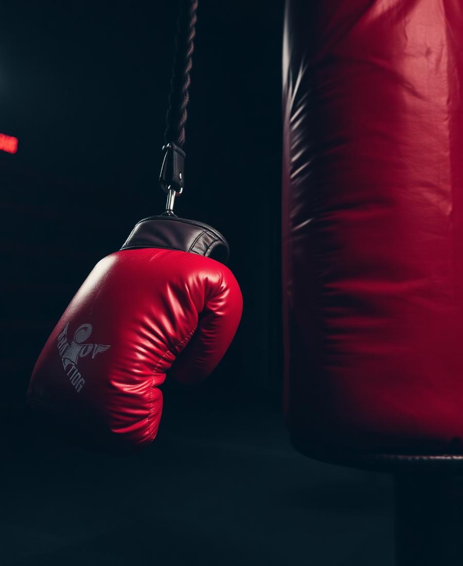 Boxing gloves and heavy bag